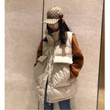 2025 Autumn And Winter New Korean Version Of The Large Code Of The Long Down Cotton Vest Women's Shoulders Loose Horse Clip Jacket Tide