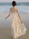 Fairy Dress With Dress Seaside Vacation Dress Summer Beach Sling Skirt Dress New Apricot Sanya
