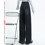 Blue-Gray Wide-Legged Jeans Women's New High-Waisted Loose-Hanging Straight-Fitting Trousers In Autumn 2025