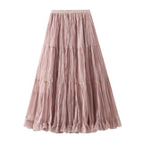 Fairy Temperament Mesh Dress Dress Girl 2026 Spring And Summer High-Waist A Word Folded Loose Big Swing Skirt 0915