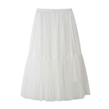 2025 New Medium And Long Punt Skirt Women Spring And Summer High Waist Splicing Hundred Folding Net Yarn Skirt Skirt 8752