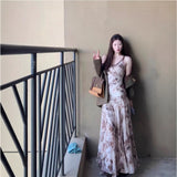 Autumn And Winter Wear A Complete Set Of Maillard Coffee Suit Jacket Women Folded Wearing Broken Flowers Hanging Dress Two Sets