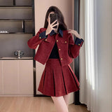 Autumn And Winter French Name Red Little Scented Dress Women's Life Of The New Year Dress New Year's Robes Two Sets