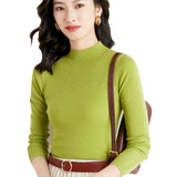 Fine-Woven Wool 2026 Autumn And Winter New Lady Body Half-High-Neck Solid Color Jersey Sweater