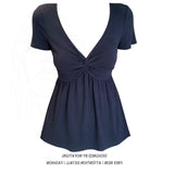 Fat MM Hottie Wind V Collar Kinesi Short-Sleeved T-Shirt Girl Summer New Design Feel To Catch Meat Temperament Blouse