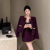 Famous Temperament Small Fragrant Suit Rich Man's Golden Feeling Hepburn Black Light Luxury High-End Coat Half-Dress Dress A Complete Set