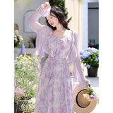 2026 New Lotus Leaf Side Purple Raging Dress Dress Women Unique Beauty Podle Dress Set