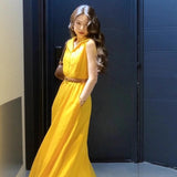 2026 New French Temperament Yellow Sleeveless Shirt Dress Women's Summer High-End Waist Skirt
