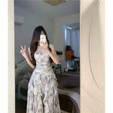 Chiffon Claming Dress Female Summer V Collar Waist Temperament Fairy Dress Sexy Pure Lust Dress