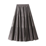 Autumn And Winter Pressure Folding Splicing Big Swing 100 Folded Skirt Autumn New Thin Fall Cake Dress 8958