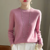 Exploding Wool Blending 2026 Autumn And Winter New Women's Round-Neck Short Classic Tie Warm Knitted Bottom Sweater