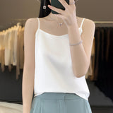 Silk Satin 2026 Spring And Summer Women's New Dress In A Short Collar With A Single Shoulder Sling Slings Small Vest