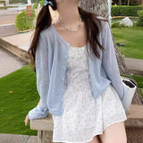 2026 Summer Sling Skirt With A Thin New Knit Shirt Female Hollow Hooded Coat