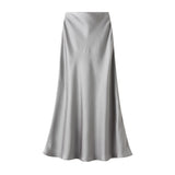 Design Lustrous Silky Silky Dress Half-Dress Women's Summer Long Fishtail Skirt High-Waisted Thin-Butt Skirt9902