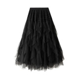 2025 Net Yarn Age-Dung Fashion Thin Super Fairy Ponp Skirt Irregular Skirt Cake Skirt D0895