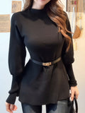 Fat Sister French Hepburn Half-High Lantern Sleeve Long-Sleeved T-Shirt New Waist Thin Top In The New Waist