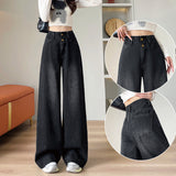 Black Gray Leg Jeans Women Spring And Autumn Winter 2025 Trend New Fashion Slim Loose Straight Pants