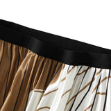 100 Folded Skirt Women's Long Design Feeling Black And White Bumpy Irregular Stripe Thin Retro Long Dress 2125