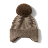 Cashmere 2026 Autumn And Winter New Women's High-End Solid Color Knitting Outdoor Warm Fashion Hairball Leisure Hat