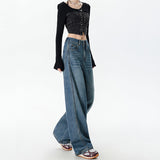 Broad-Legged Scissor Jeans Women 2025 Autumn And Winter Trend With The New High-Rise Loose Thin Sleek Trousers