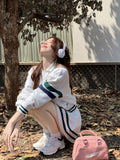 College Wind Blowing Street Sports Suit Skirt Women Spring And Autumn Casual Fashion Cut Sweet Hot Girls Two-Set