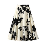 Big Branches Half-Dress Women's Long-Term 2025 New High-Rise Thin Temperament Big Pendulum Print A Skirt 6612-27