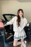 College Wind Blowing Street Sports Suit Skirt Women Spring And Autumn Casual Fashion Cut Sweet Hot Girls Two-Set