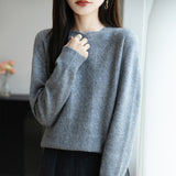 A Line Of Ready-Up Clothing Wool Blended 2026 Autumn And Winter New Women Loose Round Collared Collared Twisted Flower Inside The Bottom Knitting Shirt