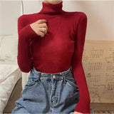 Black High-Neck Knitted Bottom Shirt Autumn And Winter Model Of Long Sleeves With A Female Sweater Slimming Clothes