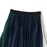 Autumn New Color Temperament Elegant Map Print 100-Folded Skirt Female High-Waist Long Skirt 2125