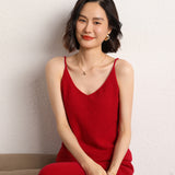 Cashmere 2026 Autumn And Winter Women's New Short-Term Body V-Neck Solid Color Hooded Bottom Sweater Knitted Sling Vest