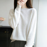 A Line Of Ready-Up Clothing Wool Blended 2026 Autumn And Winter New Women Loose Round Collared Collared Twisted Flower Inside The Bottom Knitting Shirt