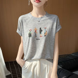 Fine Spinning Lyselle 2026 Spring And Summer Women's New Loose Round-Neck Painting Casual Short-Sleeved T-Shirt Top