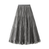 Fairy Temperament Mesh Dress Dress Girl 2026 Spring And Summer High-Waist A Word Folded Loose Big Swing Skirt 0915