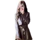 Set Of Women 2025 Spring And Autumn Korean Hottie Short Jacket Jacket Jacket Jacket Belt Sling Dress Two Sets