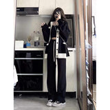 Black Sweater Coat Women Autumn And Winter V-Neck Lazy College Style Design Small Knitted Open Shirt