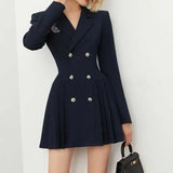 2025 College Style Dress French Temperament Long Sleeves To Bodybody College Windy 100-Fold Suit Dress