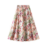 Women's Clothing Lanky Tender Face Print Tight Waist Falling Acetic Acid Skirt Summer New 991