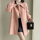 2025 Autumn And Winter New Long Love Buckle Thin Hair, The Coat Shows Thin Age Doll Collar Of The Coat