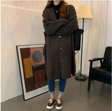 Cardigan Sweater Women Thicken The Long Loose Outer Wear Autumn And Winter New Korean Version Of Lazy Wind Coat Retro Clothes