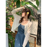 2026 Summer Sling Skirt With A Thin New Knit Shirt Female Hollow Hooded Coat