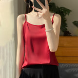 Silk Satin 2026 Spring And Summer Women's New Dress In A Short Collar With A Single Shoulder Sling Slings Small Vest