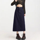 Denning Blue Half-Dressed Cowboy Dress In Autumn New 2025 High-Rise Thin Open Fork High-End Feeling Over-Bowed Skirt