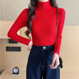 Black High-Neck Knitted Bottom Shirt Autumn And Winter Model Of Long Sleeves With A Female Sweater Slimming Clothes