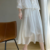 Silk Satin 2026 Spring And Summer New Women's High-Rise Half-Dress Fashion Pure Color A-Saki Mid-Long Half Skirt