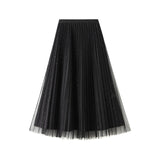 Bright Silk Folded Skirt Net Yarn Half-Dress Woman Long Yarn Skirt On Both Sides Of The 9230