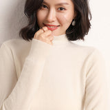 Cashmere 2026 Autumn And Winter New Lady Body Repair Semi-High-Necked Solid-Color Short-Case Knitted Sweater