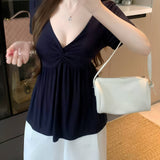 Fat MM Hottie Wind V Collar Kinesi Short-Sleeved T-Shirt Girl Summer New Design Feel To Catch Meat Temperament Blouse