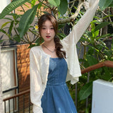 2026 Summer Sling Skirt With A Thin New Knit Shirt Female Hollow Hooded Coat