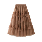 Cake Skirt 2025 Spring New Mesh Dress Design Half-Dress Net Yarn Splicing Ponpong Skirt D1865